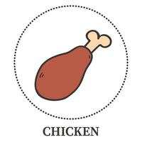Abstract chicken leg on white background - Vector