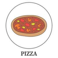 Abstract pizza with pepperoni and different types of sauces and cheese - Vector