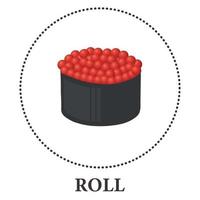 Rollos de sushi plato nacional japonés con caviar - vector