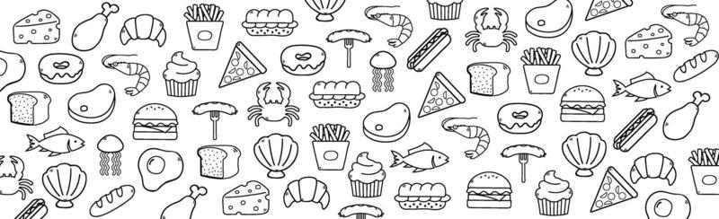 Abstract white background with elements of useful food - Vector