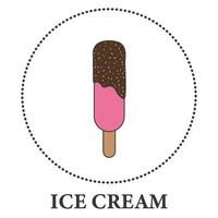 Realistic ice cream on popsicle stick on white background - Vector