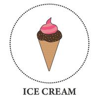 Realistic ice cream cone on white background - Vector