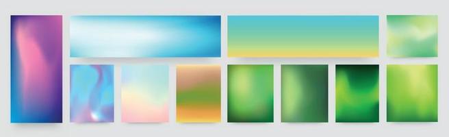 11 pcs panorama multicolored rainbow colors backgrounds - Vector