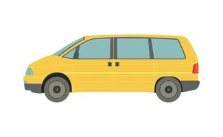 Big yellow minivan on white background - Vector