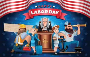 Happy Labor Day with Different Occupation People vector