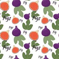Seamless background with figs. Bright background with fruits and leaves of figs, vector. vector