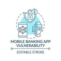 icono de concepto de vulnerabilidad de la aplicación de banca móvil vector