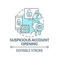 Suspicious account opening concept icon vector