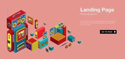 Vector colorful isometric and robot landing page banner