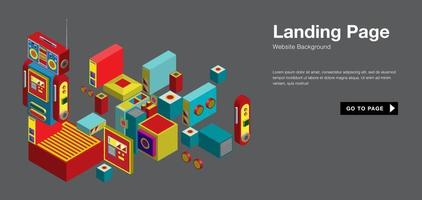 Vector colorful isometric and robot landing page banner