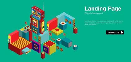 Vector colorful isometric and robot landing page banner