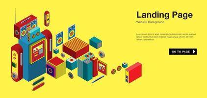 Vector colorful isometric and robot landing page banner