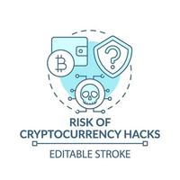 riesgo de icono de concepto de hacks de criptomonedas vector