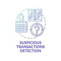 Icono de concepto de detección de transacciones sospechosas vector