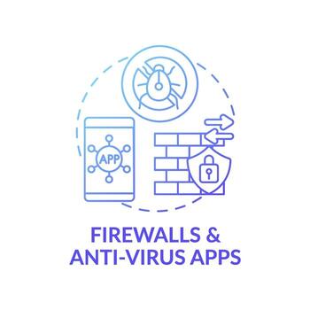 Firewall and anti-virus apps concept icon vector