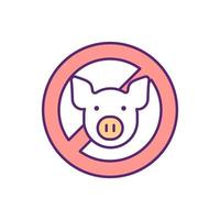 No pig RGB color icon vector