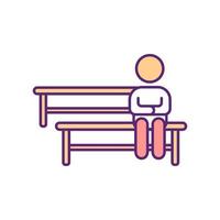 Person sitting on bench RGB color icon vector