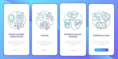 Bitcoin ATM verification steps onboarding mobile app page screen with concepts vector