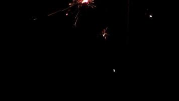 Close-Up Shot Of Sparklers And Colorful Flashes Of Bokeh Flames Light video