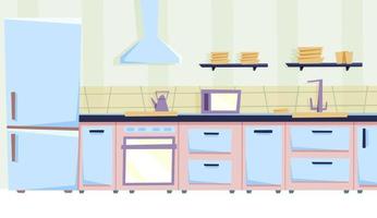 acogedora cocina en estilo plano vector