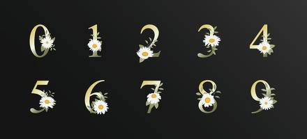 Elegante y hermosa decoración de números para bodas con flores. vector