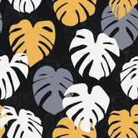 Monstera Deliciosa Leaf Seamless Pattern. Perfect for Textile, Fabric, Background, Print vector