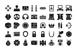 Icon collection of  Games in glyph style. vector illustration and editable stroke. Isolated on white background.