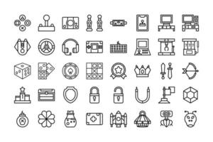 Icon collection of  Games in outline style. vector illustration and editable stroke. Isolated on white background.