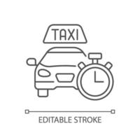 icono lineal de disponibilidad inmediata. taxi con reloj. vector