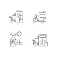 Urban travelling issues linear icons set vector