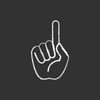 Un dedo señalando el icono de tiza blanca sobre fondo negro vector