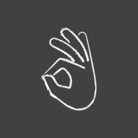 Okay gesture chalk white icon on black background vector