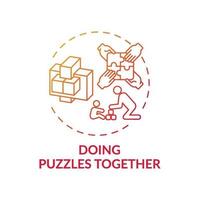 Doing puzzles together concept icon vector