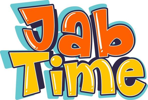 Jab Time font in cartoon style isolated on white background