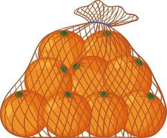 Oranges in net bag cartoon style isolated on white background vector