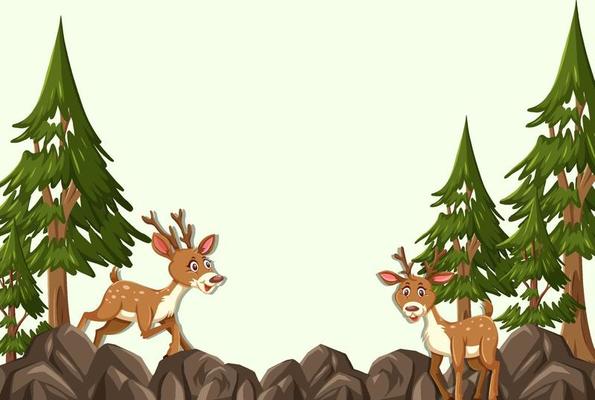 Deer cartoon character with blank forest scene