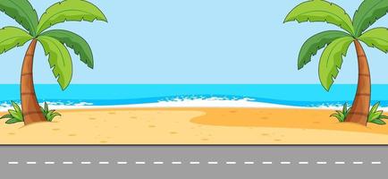 Empty scene with beach landscape and long street vector
