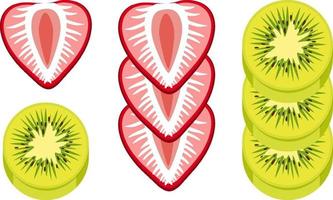 Strawberry and kiwi chopped isolated vector
