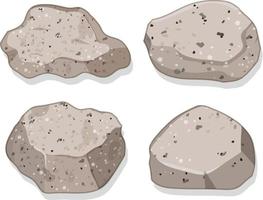 Conjunto de piedras de granito aislado sobre fondo blanco. vector