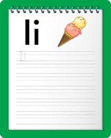 Alphabet tracing worksheet with letter I and i vector