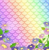 Fantasy fish scales background with many flowers vector