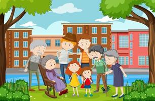 Park outdoor scene with member of family vector