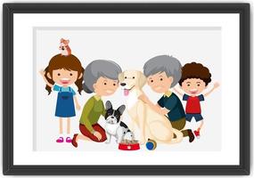 Happy family picture in a frame carton style vector