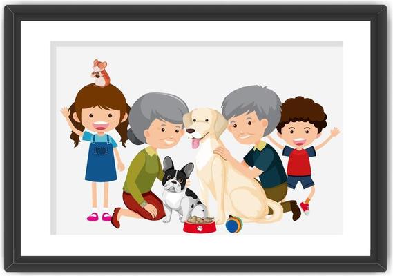 Happy family picture in a frame carton style