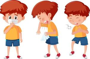 Set of a boy cartoon character with different positions vector