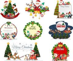 Set of blank Christmas postcard and logo isolated vector