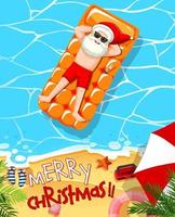 santa claus relajarse en la piscina tema de verano vector