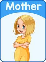 Educational English word card of mother vector