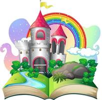 3D pop up book with castle fairy tale theme vector