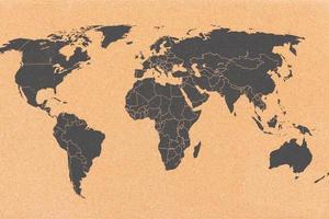 mapa del mundo en tablero de corcho foto